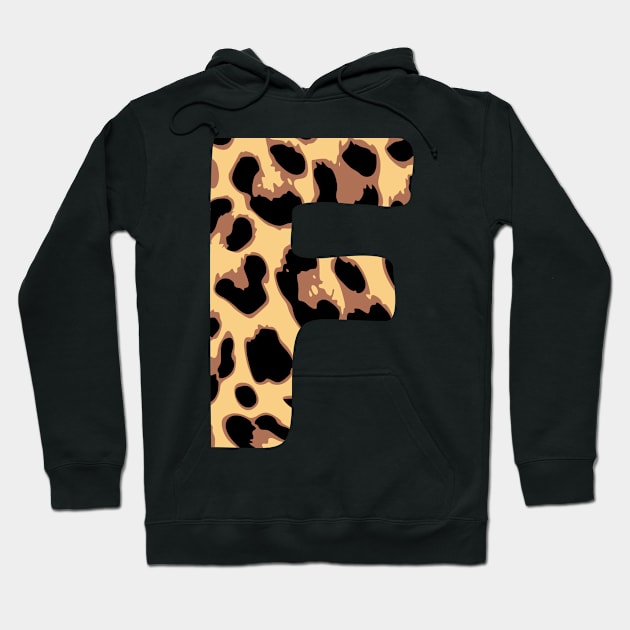 Letter F Initial Cheetah Monogram Sticker Hoodie by Asilynn